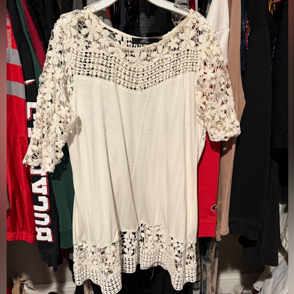 BKE White Crochet Lace Blouse